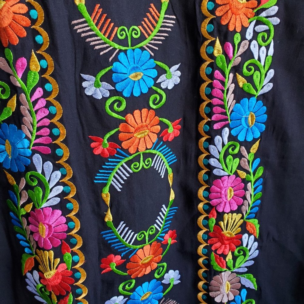 Black  Mexican Aretisanal Dress - Picture 2 of 5